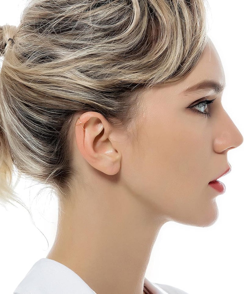 Tornito 4-10 Pairs Stainless Steel Ear Cuff Helix Cartilage Clip On Wrap Earrings Fake Nose Ring Non-Piercing Adjustable - Image 3